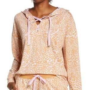 Laila Ali Lace-Up Disruptive Animal Print Oversized Hoodie Size Small